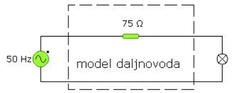 Vezavna shema modela daljnovoda brez uporabe transformatorja.