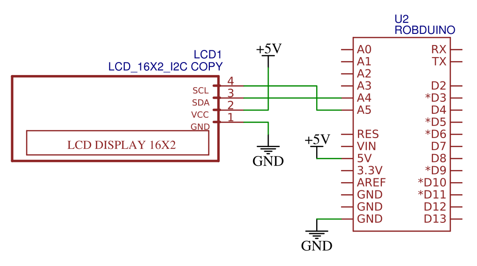 Povezava LCD na I2C vodilo krmilnika.