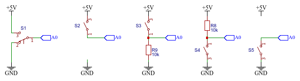 Different options of wireing the bush-button-switch.