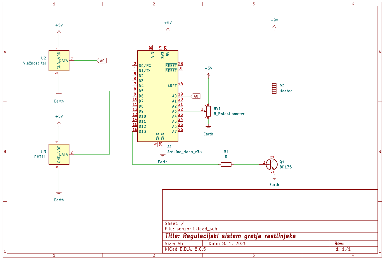 Shema vezja, narejena v programu KiCAD.