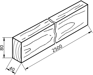 Skica gredice z dimenzijami