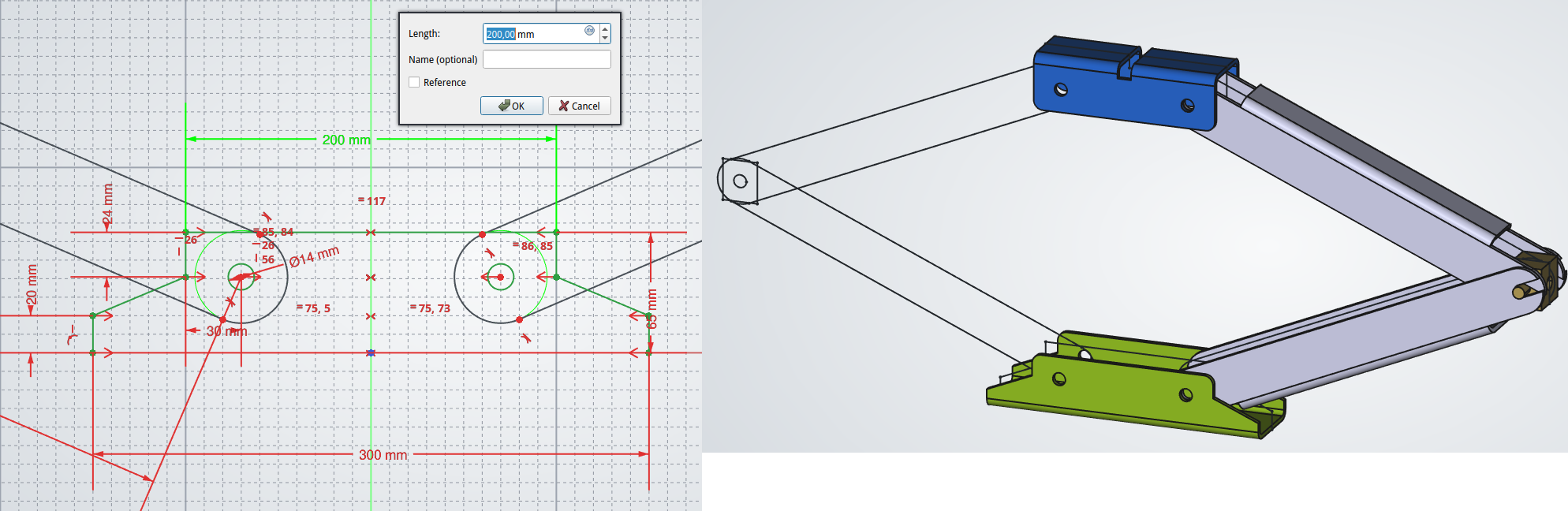 Sprememba geometrije v master sketch in njen vpliv na celoten sestav.