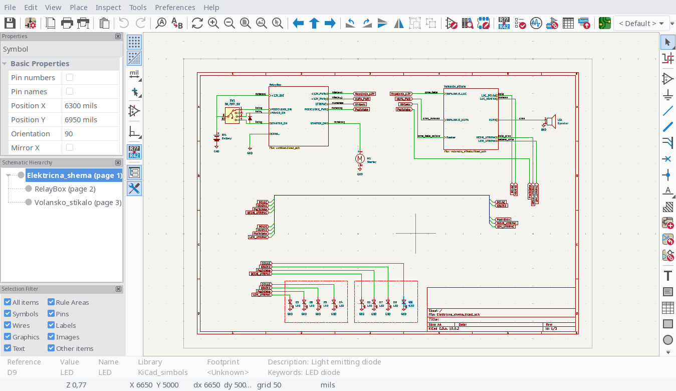 Pregled delovnega okolja programa KiCad.