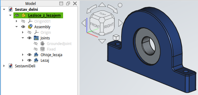 Primer podsestava (ležaj + ležišče) kot del večjega sistema.