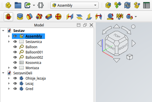 Struktura datotek – ločeni modeli delov in ločena datoteka sestava.