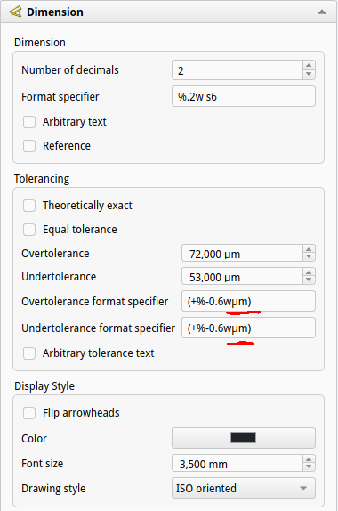 Pripis enote v polje tolerance.