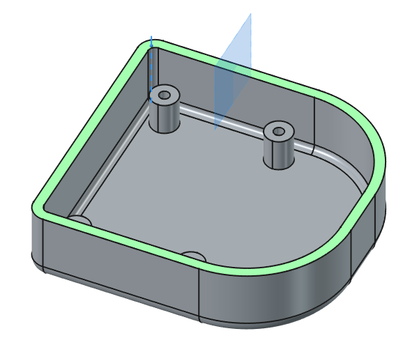 Primer derinicije premice s presečiščem ploskev, premice s ploskvijo in središčne ravnine.